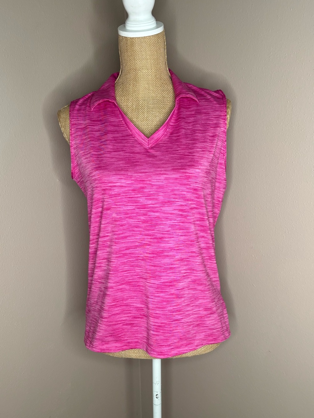Lady Hagen Heather Pink Sleeveless Golf Tennis Pickleball Polo Tank Sz Med